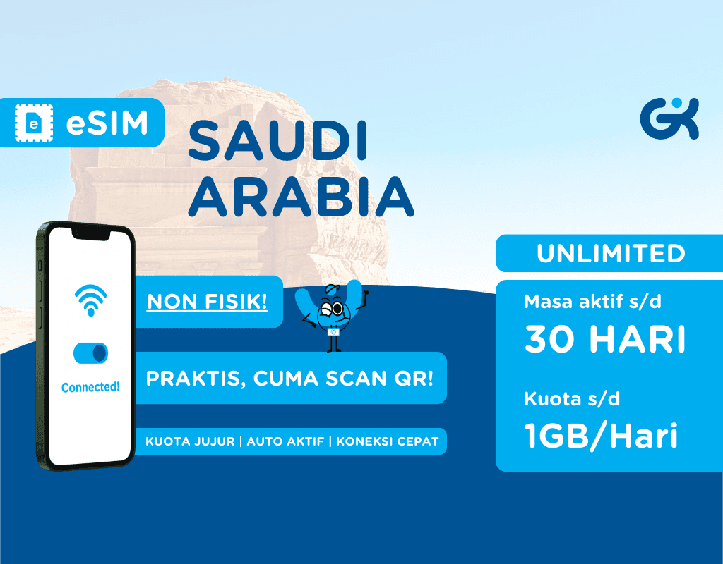 eSIM Saudi Arabia Unlimited | Travel SIM Arab Umroh Haji Global Komunika