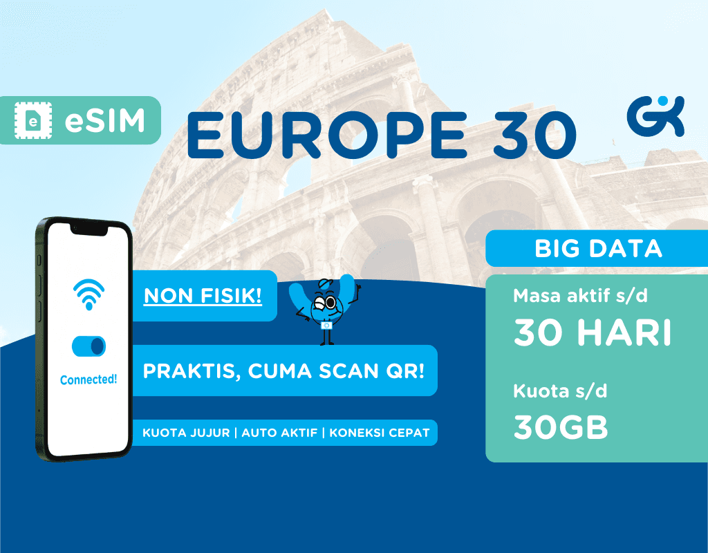 eSIM Europe Turkey Big Data | Travel Sim Eropa Turki Kuota Besar