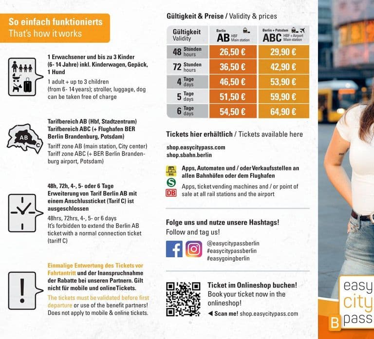 Berlin: EasyCityPass Zone ABC Transport und Rabatte