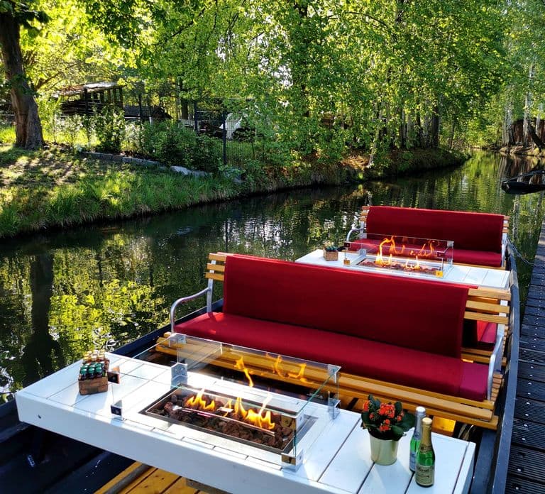 Burg: Spreewald Winter-Bootsfahrt mit Kamin