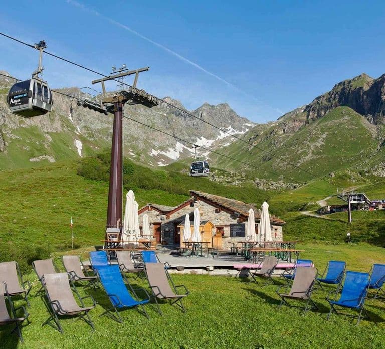 Monte Rosa: a typical lunch at a mountain lodge with a view of the mountains
