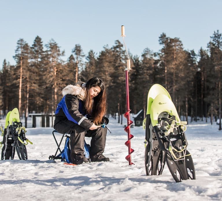 From Rovaniemi: Snowshoeing and Ice Fishing Tour
