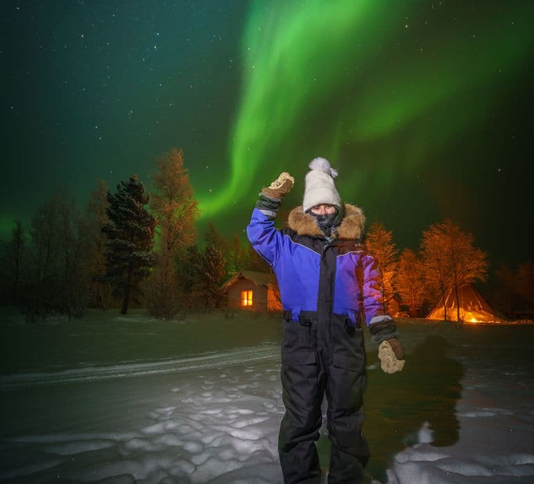 Ivalo: Excursão à Aurora Boreal no Lago Inari com Renas e Jantar