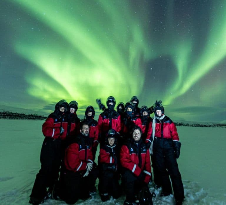 Kilpisjärvi: Northern Lights Snowmobile Tour with Photos