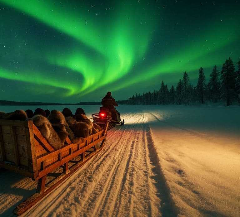 Muotkantunturi-Reservat, Inari: Eisfischen und eine Fahrt mit dem Holzschlitten