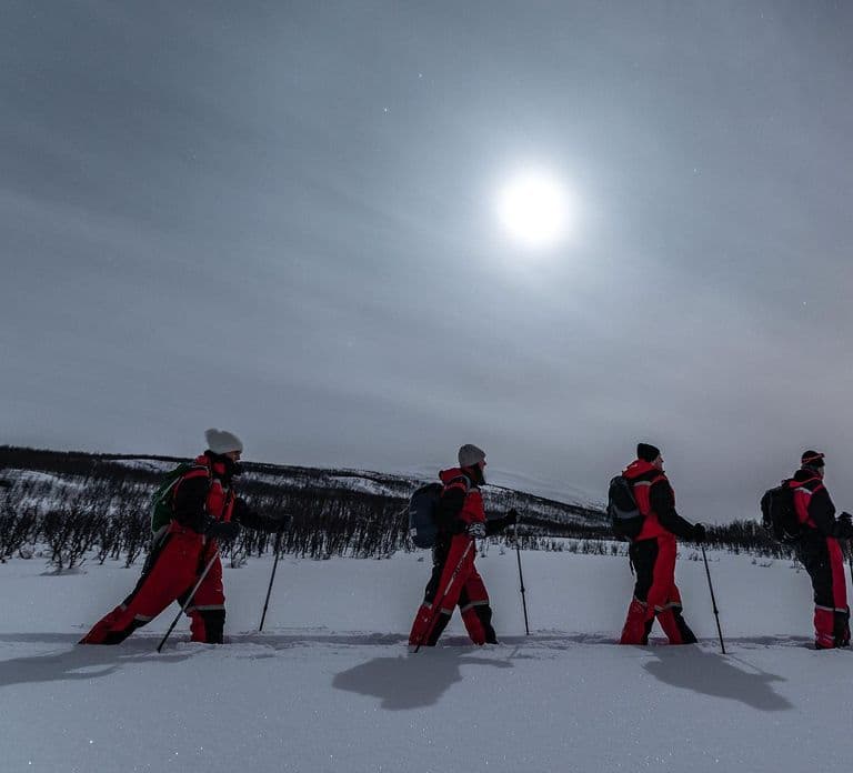 Night Star Walk on Snowshoes in the Finnish Wilderness