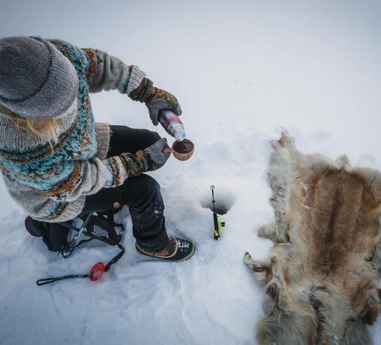 Pyhä: Ice Fishing Experience at Frozen Lake