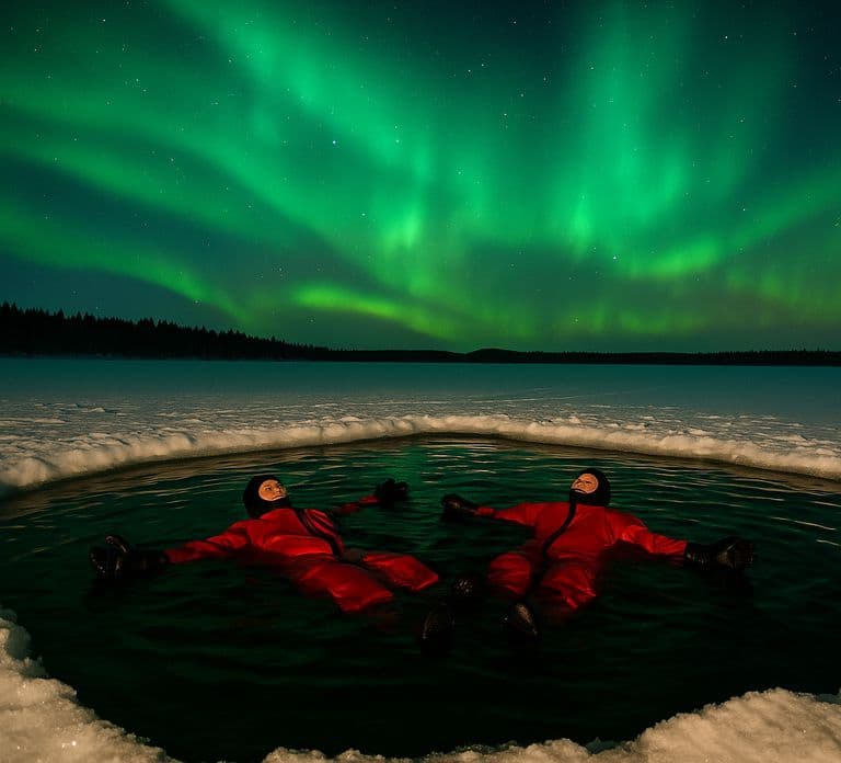 Rovaniemi: Ice Floating Experience with Northern lights