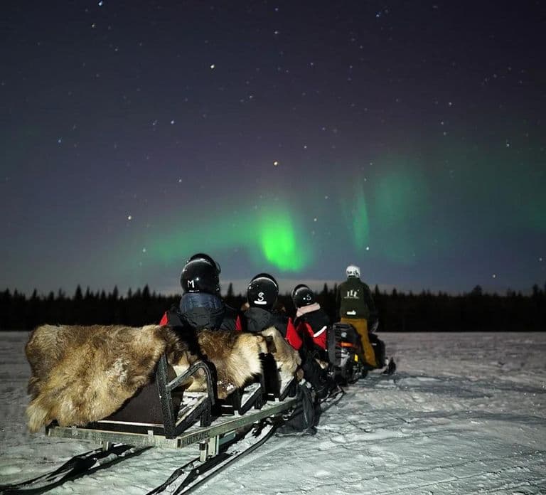 Rovaniemi: Paseo en trineo bajo la aurora boreal