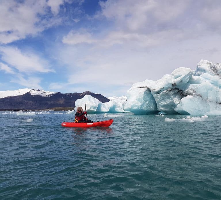 Excursion en kayak à la lagune glaciaire de Jökulsárlón