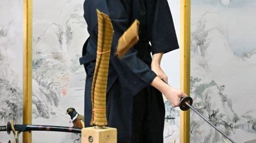 Night time/Trial slashing in Bushido with Samurai Sword real sharpneses near Osaka castle