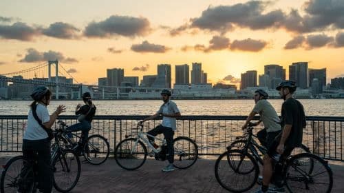 Tokyo Bay Area: Sunset Night View 3h E-bike Guided Bike Tour Day Tours