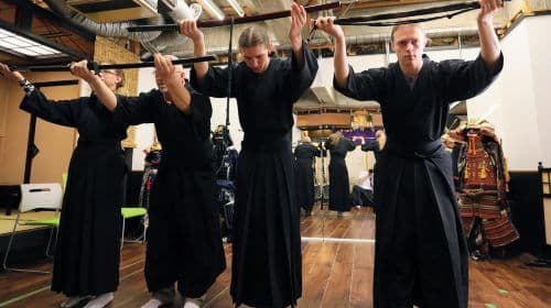 Trial slashing in Bushido with Samurai Sword real sharpneses near Osaka castle