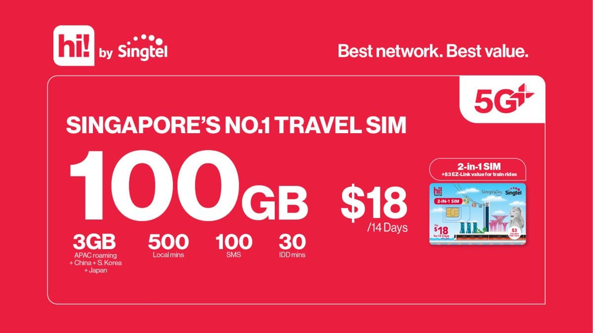 Serviços Pré-pagos - Melhores Cartões SIM/Cartões de Turista 5G+ de Singapura com Opção de Cartão de Transporte (Retirada no Aeroporto/Cidade)