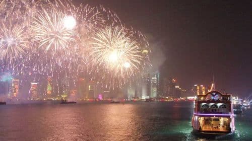 2025 Hong Kong Victoria Harbour National Day Fireworks Display / National Day Fireworks Cruise on Bauhinia Hong Kong with Boat Ticket / Boat Ticket + Buffet Diner Packages Transport Passes