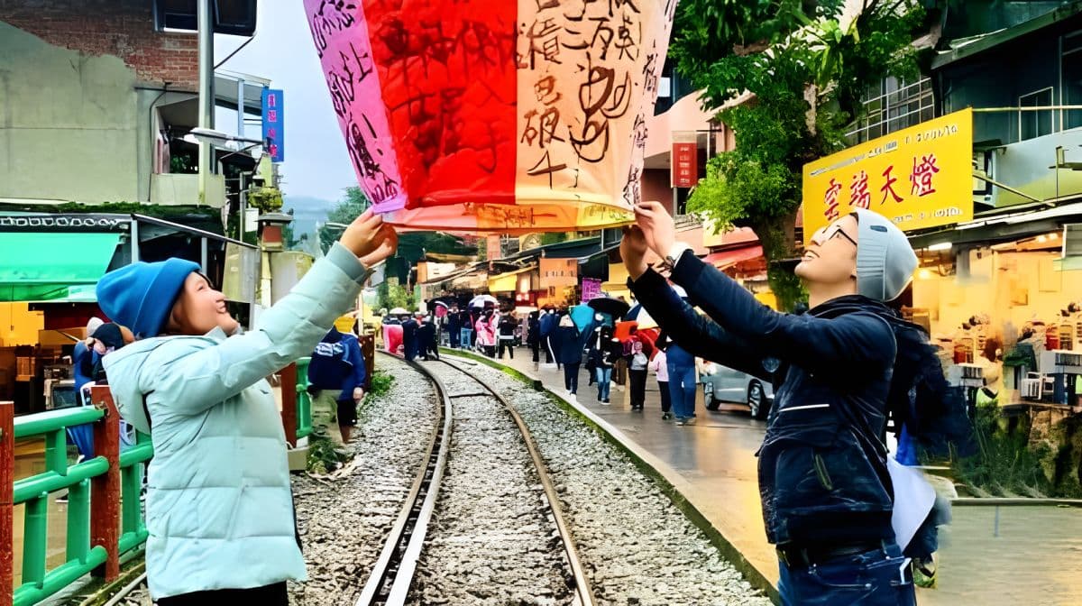 New Taipei City | Pingxi Shifen Old Street Sky Lantern Blessing Experience | Auspicious Sky Lantern