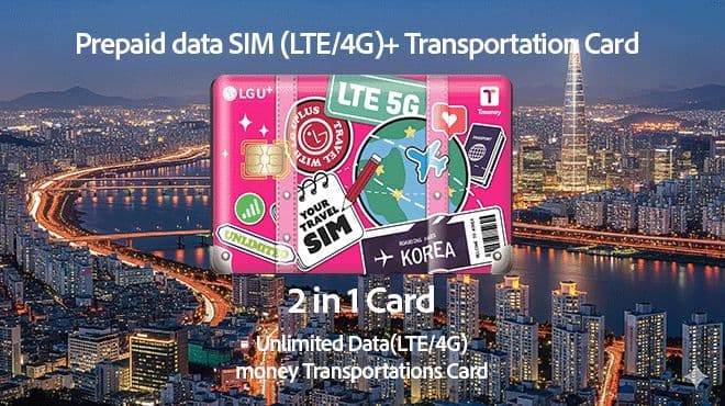 (Producto de entrega a granel) Tarjeta SIM LG U Plus Unlimited Korea + Tarjeta de transporte