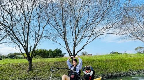 1-hour kayaking at Dongshan River Water Park [Eco Green Boat hydrobiking experience]