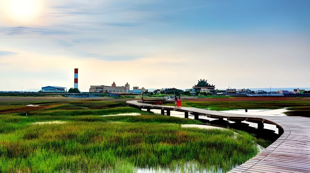 Excursão de um dia ao Gaomei Wetland em Taichung, Taiwan [Silhueta dos Moinhos de Vento + Perseguição da Luz no Wetland] Passeios de um dia