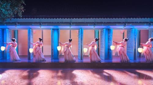 Twilight River Dance of Snowflakes