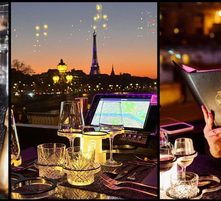 Paris : visite nocturne culturelle en bus avec dîner à bord